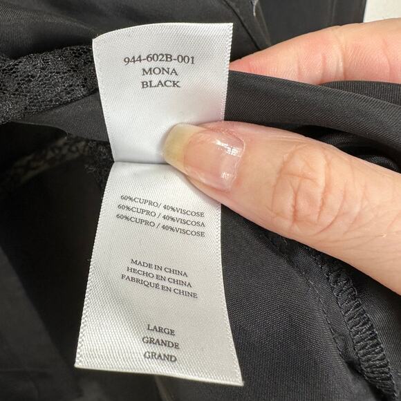 Rails Mona in Black Crepe Lace Long Sleeve Button Collared Shirt L - Picture 10 of 16